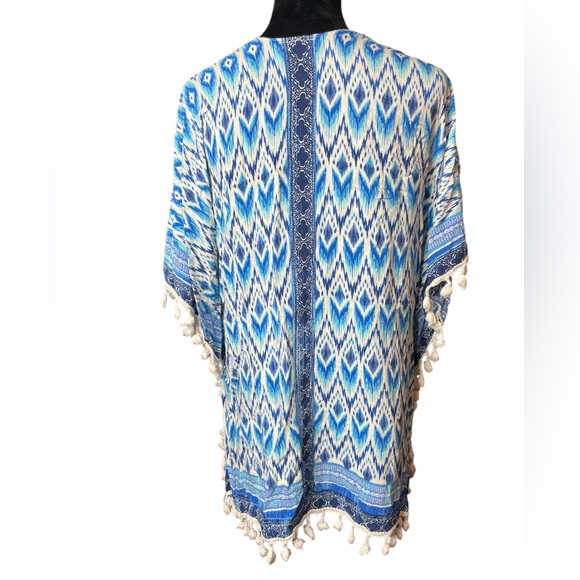 Bobbie Brooks Blue Fringe Trimmed Cover Up - Picture 4 of 10